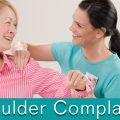 Aching shoulders? Therapist's working with an older lady's sore shoulder.
